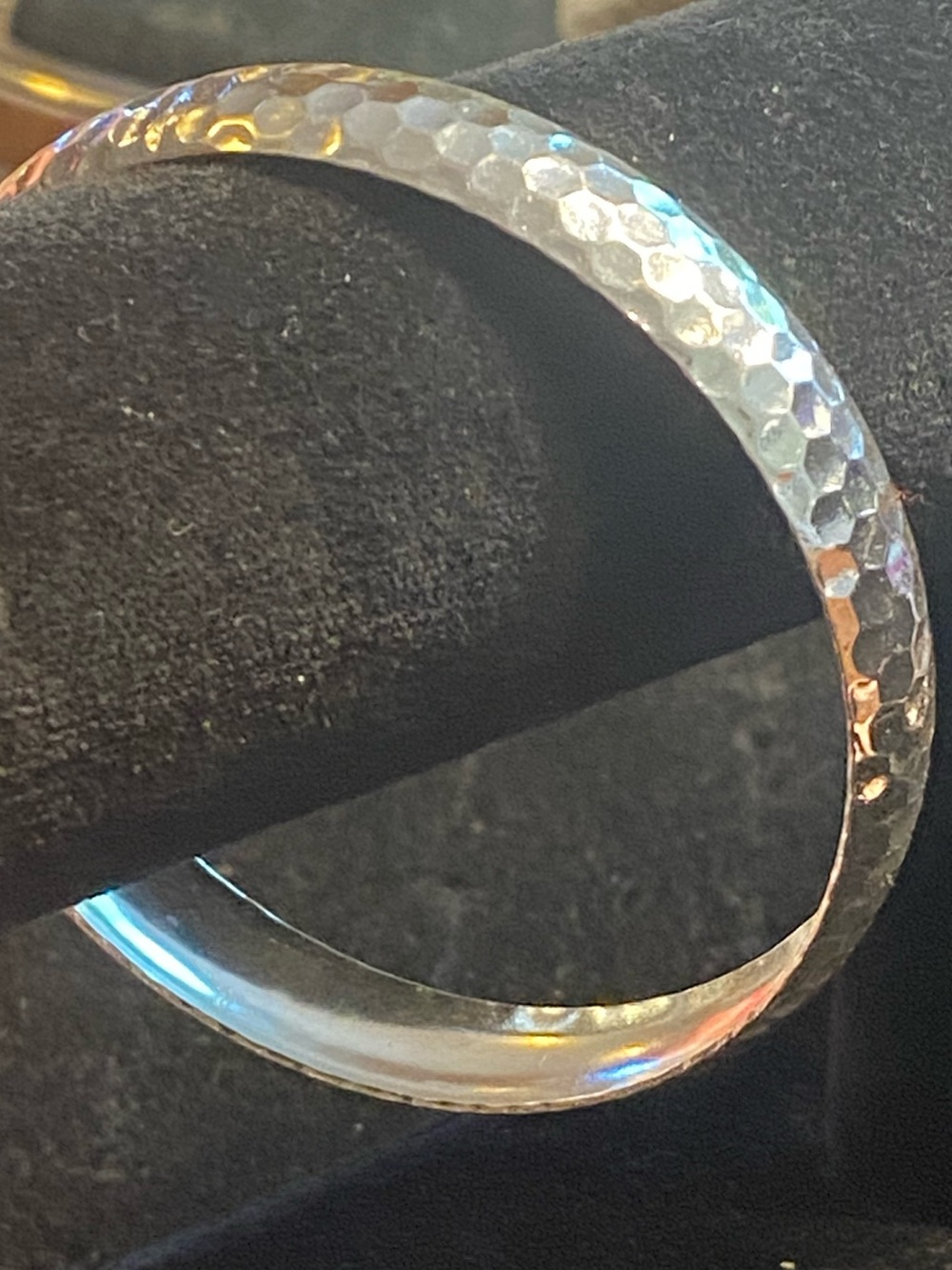 Vintage Hammered Silver Bangle Bracelet Boho Stacking Minimalist Mid Century